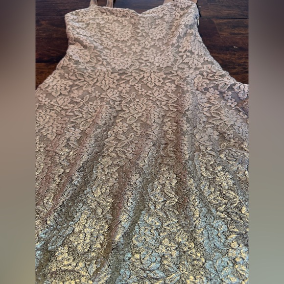 Free People Ombre Foil Lace Fit & Flare Mini Dress Cream Gold Sz XS - Picture 7 of 12